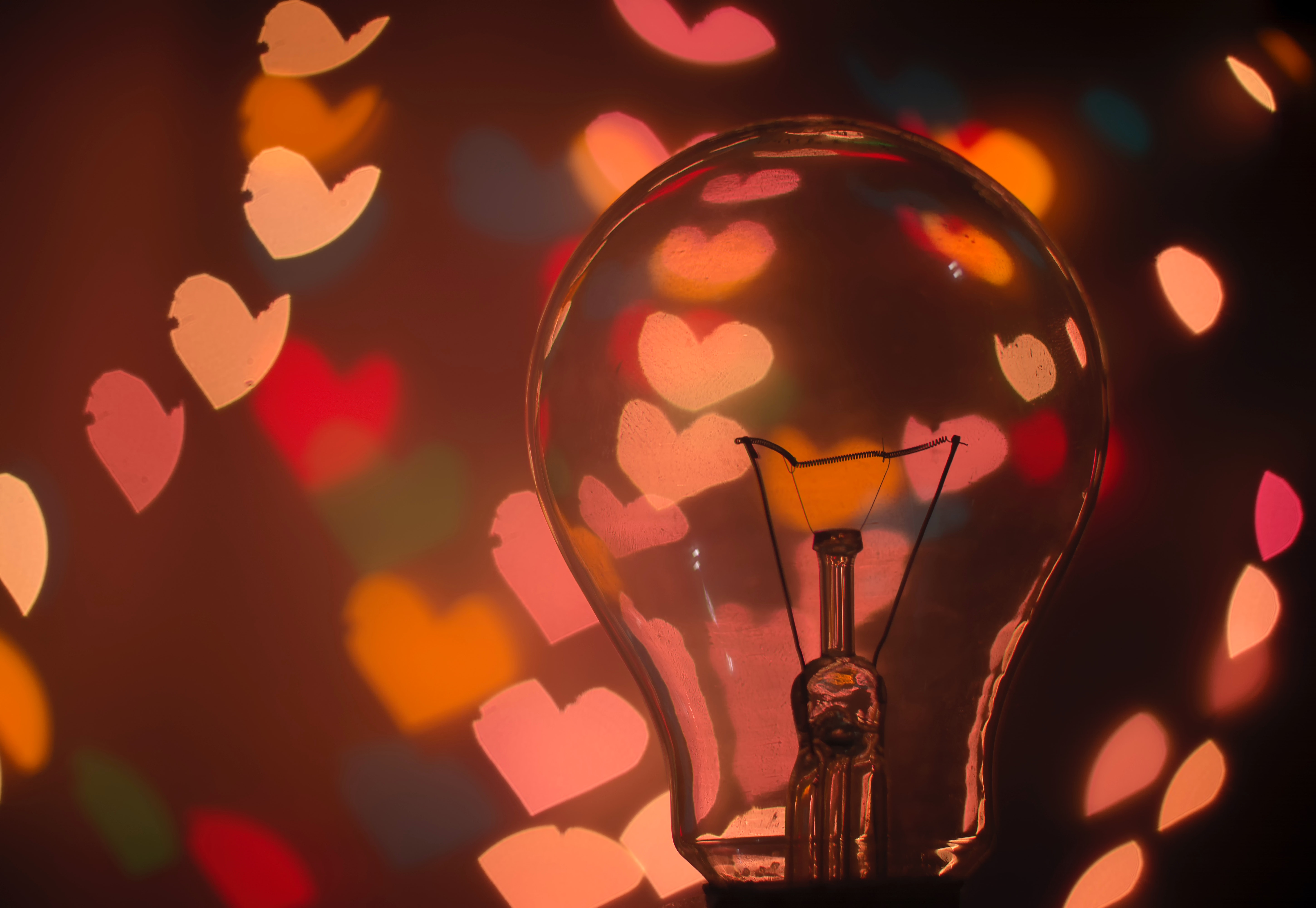 lightbulb with hearts